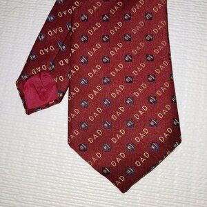Number One Dad Necktie Father's Day Tie #1 Dad Neck Tie Maroon Unique